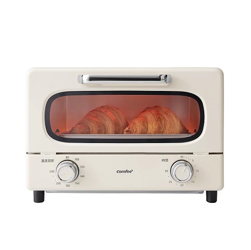 【COMFEE'】レトロデザイン オーブントースター 2枚焼 WH