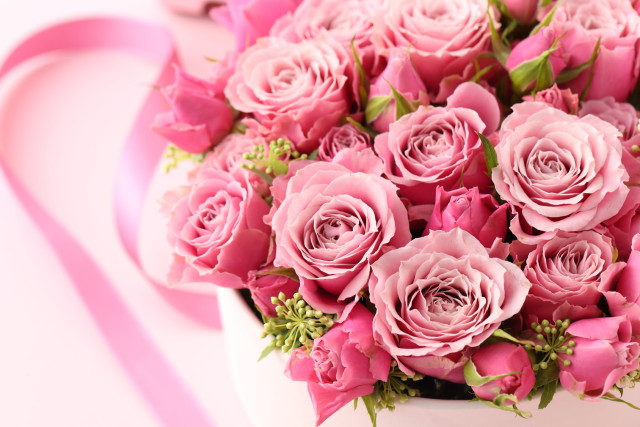 開業祝いのピンクの花