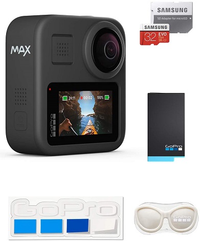 【GoPro】GoPro MAX + 予備バッテリー + 認定SDカード32GB + メガホルダー(白)