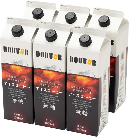 【ドトール】リキッドコーヒー無糖 1000ml×6箱