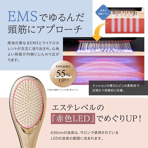 【wavewave】EMSブラシ エア EMS機能を備えたクッションブラシ GD