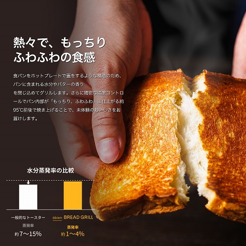 【abien】BREAD GRILL プレスグリル方式トースター BK