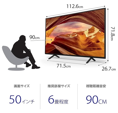 【SONY】50V型 4K 液晶テレビ ブラビア Dolby Atmos対応