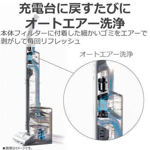 【東芝】ダストステーション搭載コードレスクリーナー 吸い拭き2WAYワイパー BK