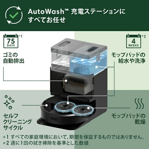 【‎iRobot】回転する２つのモップで丁寧に水拭き モップ洗浄まで全自動