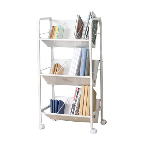 【不二貿易】ファイルラックワゴン 3段 幅55