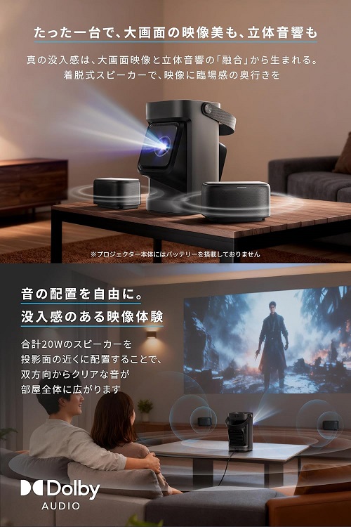 【Anker】着脱式スピーカー搭載プロジェクターSoundcore Nebula P1