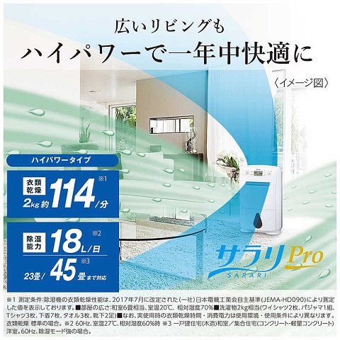 【三菱】衣類乾燥除湿機 コンプレッサー方式 19～38畳目安