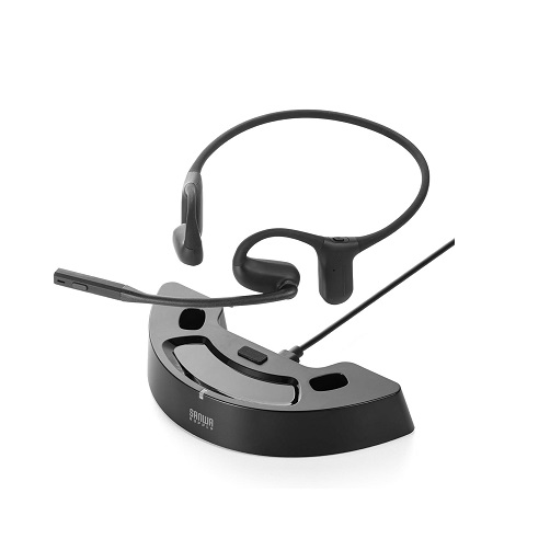 【サンワダイレクト】ヘッドセット Bluetooth オープンイヤー マイク付き