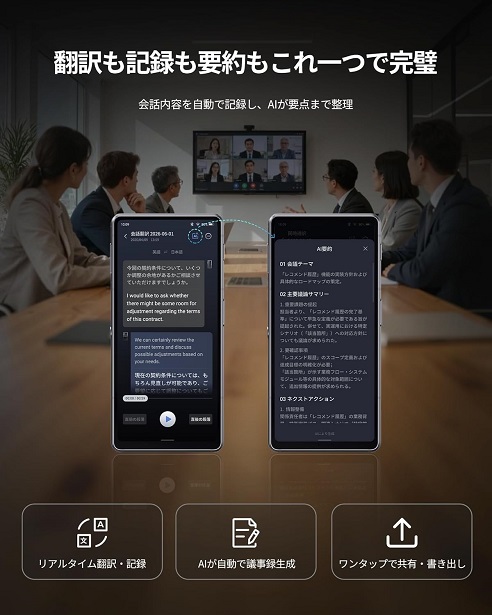 【iFLYTEK】デュアルスクリーン AI翻訳機 双画面搭載