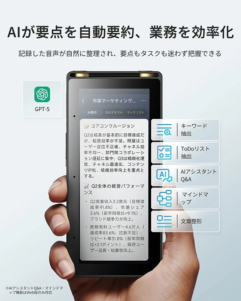 【iFLYTEK】AIボイスレコーダー 最大20m遠距離収音 ワンタッチ録音
