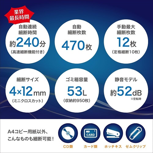 【Aurora】オフィスオートフィードシュレッダー 容量53.0L
