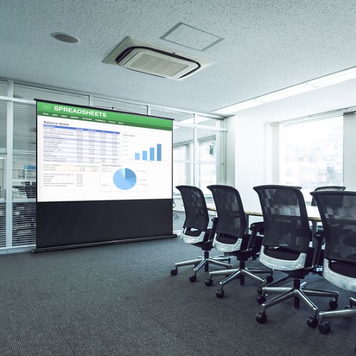【サンワサプライ】120型プロジェクタースクリーン 床置き式