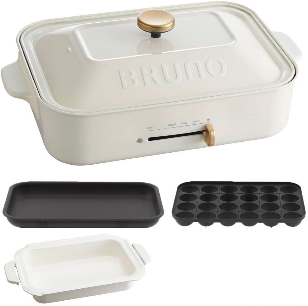 【BRUNO】コンパクトホットプレート たこ焼き セラミックコート鍋 平面（ホワイト）